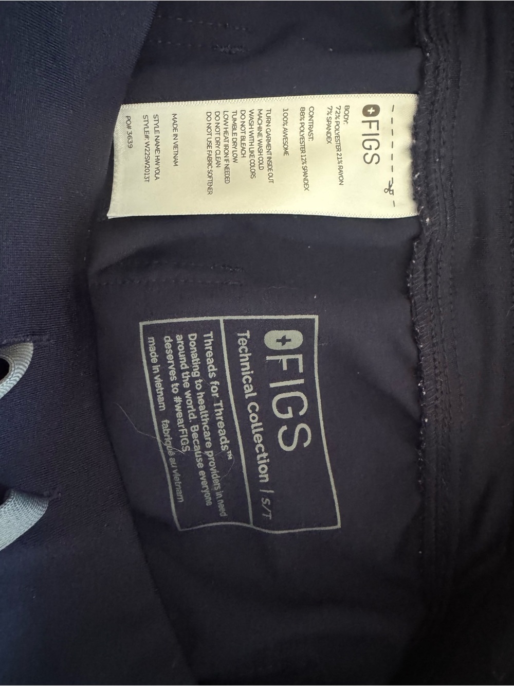 FIGS Yola High-Waisted Scrub Pants Navy Blue Size S/Tall Technical Collection - Picture 5 of 7